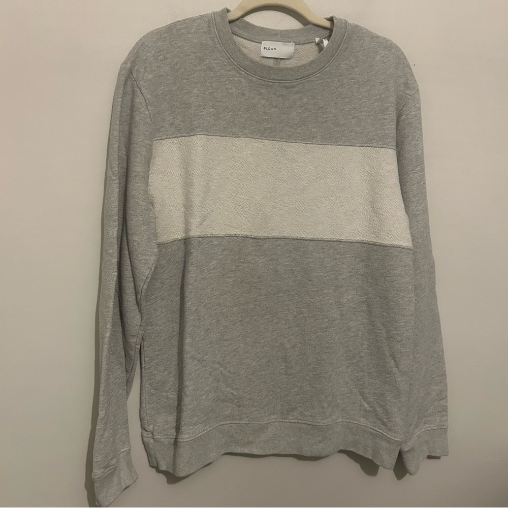 BLDWN The Jens 100% Cotton Grey Crew Neck Pullover Sweatshirt sz M Medium